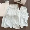 KKH33507# Pijama de Algodón Nube para Mujer Primavera y Otoño Manga Larga Cuello de Muñeca Cardigan de Encaje Conjunto de Ropa para el Hogar M--XXL
