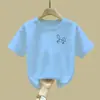 2458# Camiseta de Manga Corta para Niña Verano Nuevo Estilo Algodón para Niños Medianos y Grandes Camiseta Infantil de Media Manga Top para Niña