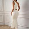Vestido de renda tridimensional de ombro único para comércio exterior transfronteiriço Europa e Estados Unidos sexy com ombro oblíquo cintura exposta ao umbigo quadril vestido de temperamento