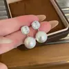 Pendientes de Botón de Plata de Ley 925 con Perla de Lujo Ligero de Temperamento, Nuevo Estilo 2026, Diseño Geométrico de Nicho, Pendientes de Aspecto de Alta Gama, Adornos para la Oreja, Mujer