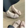 Sapatos Femininos Estilo Francês com Laço e Salto Escondido 2026 Novo Modelo, Adequados para Saias, Mocassins de Boca Rasa, Sapatilhas de Salto Grosso
