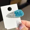 Nuevos Accesorios para el Cabello Color Azul Lago Pinza de Pato con Pedrería Elegante Corea del Sur Coreano Lateral Clip Lateral de Celebridad Cibernética Tocado Pinza para el Cabello de Niñas