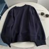 Sudadera de Algodón Pesado Mu Dong Fleece Cuello Redondo Manga Larga Primavera y Otoño Estilo Coreano Suelta Casual Cuello Redondo Color Sólido Top Sencillo y a la Moda