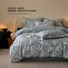 Conjunto de cama de quatro peças 100% algodão puro escovado a carbono, conjunto de três peças 100% algodão puro, capa de edredom estampada, produtos térmicos para outono e inverno