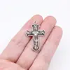 33X22Mm 2,3g Prata Antiga Joias Acessórios Material Atacado Padrão Coração Pingente Cruz