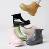 Zapatos de Lluvia Transfronterizos que Aumentan la Altura para Mujer, Suela Suave, Cómodos, Versátiles, Zapatos de Agua, Coreanos, Dopamina, de Goma Antideslizante para Mujer