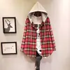 Camisa a Cuadros con Capucha para Mujer de Longitud Media Primavera y Otoño 2024 Cepillada Estilo Coreano Casual Versátil Holgada Chaqueta