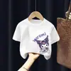 2026 Nueva Camiseta de Algodón Puro Elegante de Manga Corta para Niñas Ropa de Verano para Niñas Mayores Manga Media Niñas Pequeñas Top con Estampado de Dibujos Animados