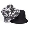 Explosiones de comercio electrónico transfronterizo sombrero de pescador de lona para hombres y mujeres moda estampada palmera de coco sombrero de cubo reversible sombrero para el sol de viaje al aire libre