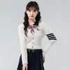 Suéter de tricô versátil estilo coreano slim fit para mulheres baixinhas, novo top de manga longa estilo faculdade para o outono de 2025, moderno