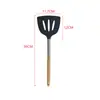 Juego de utensilios de cocina de silicona con mango de madera, espátula y cuchara de silicona resistentes a altas temperaturas, espátula de cocina de grado alimenticio, espátula para olla de silicona con mango de madera