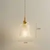 Quarto Romântico Estilo Francês Mesa de Cabeceira Lustre Totalmente de Cobre Varanda Corredor Estilo Retro Wabi-Sabi Linha Longa Vidro Japonês Pequeno Lustre