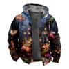 2024 transfronterizo nuevo Halloween forro polar engrosado doble forro terciopelo grueso acolchado de algodón chaqueta cremallera bolsa para excavar chaqueta acolchada de algodón cálida