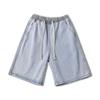 Shorts Jeans Japonês de Verão 2023 Azul Claro Masculino Solto Casual Reto Tendência Marca Estudante Básico Calças de Meio Comprimento