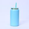 Vaso Termo de Acero Inoxidable 304 Chapado en Oro 16oz Vaso Mason Simple de Gran Capacidad para Oficina con Popote
