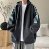 Chamarra con Capucha para Hombre Primavera Otoño Patchwork Rayado Cárdigan Sudadera Ropa de Hombre Streetwear Top Chaqueta Deportiva para Adolescente Hombre