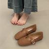 Sandálias Mary Jane Femininas Primavera e Verão Decote Raso Fivela Sapatos Baixos Sapatos Vazados de Balé