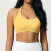 Sujetador deportivo cruzado sin costuras para mujer, que alisa la espalda, de corte ajustado, alta elasticidad, ajustado, con cuello halter, adecuado para correr, fitness y yoga