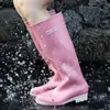 Botas de Lluvia de Nuevo Estilo para Mujer, Botas de Lluvia de Caña Alta de Moda y Casual para Lluvias de Primavera y Otoño, Impermeables, Resistentes al Desgaste, Antideslizantes, Para Usar Afuera, Zapatos de Agua Adelgazantes