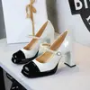 9988 Zapatos Planos con Tacón Alto Estampado de Leopardo para Mujer, Plataforma Impermeable de Punta Cuadrada, Moño, Zapatos Mary Jane de una Sola Pieza con Tacón Grueso a Juego de Color Perla