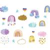 FX-B272 - Pegatinas decorativas de pared para dormitorio infantil, diseño de nubes, arcoíris y lluvia, autoadhesivas
