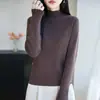 Suéter básico de algodón puro ajustado con cuello alto medio para mujer, nueva colección otoño/invierno 2026, top de punto acanalado de color liso