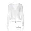 Ropa para Mujer Estilo Europeo y Americano Transfronteriza 2026 Nuevo Cárdigan Sexy de Encaje Transparente con Cuello en V Top de Manga Larga con Cordones