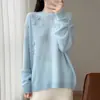 Suéter de Punto Redondo de Lana Pura para Otoño/Invierno 2026 Manga Larga para Mujer con Diseño Bordado a Mano Top de Lana