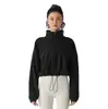 Chaqueta de Forro Polar Personalizada Transfronteriza para Mujer Cuello Alto Cremallera Corta Cárdigan Sudadera de Forro Polar Pedido de Comercio Exterior Procesamiento OEM