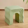 Mesa Auxiliar Creativa tipo Crema para Sofá para Uso Doméstico, Taburete para Cambiarse los Zapatos para Sala de Estar, Mesa de Centro Ondulada Simple Moderna, Mesita de Noche para el Hogar