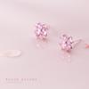 Brincos de prata S925 femininos estilo coreano brincos de flor de diamante rosa fresco brincos de flor de quatro folhas doces artísticos G1751