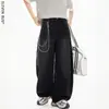 Jeans casuales retro americanos para hombre con dobladillo curvo, pantalones vaqueros rectos de pierna ancha holgados versátiles de moda para hombre