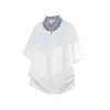 Camisa polo de cuadros falsa de dos piezas para hombre, camisa de algodón de manga corta para verano con cuello, camiseta holgada de talla grande