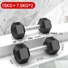 Halteres Hexagonais Revestidos de Ferro Fitness Equipamento Doméstico para Mulheres, Ferro Fundido Sólido Galvanizado, 10 Kg, Força 30 kg