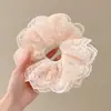Goma para el pelo de alta gama estilo coreano para mujer, scrunchie con lazo de encaje, cuerda para moño de pelo linda, accesorio para el pelo versátil