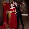Vestido Largo de Boda de Compromiso Elegante y Sencillo Estilo Francés Talla Grande 2026 Nuevo de Gama Alta para Mujeres Bajitas