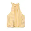 Ropa de Verano para Mujer Estilo Europeo y Americano 2026 Top de Rayas Acolchado con Lazo 61699