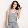 Colete de malha feminina sem mangas, gola redonda, liso, cor sólida, primeira linha, suéter, blusa de base, casual solto, 100% lã