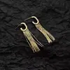 Pendientes de Lujo Ligero Super Hada con Borlas Largas y Aguja de Plata S925 Dorada, Avanzados de Nicho, Elegantes para Otoño e Invierno, Estilo Retro Hong Kong para Mujer