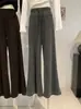 KEKEZOON 2026 Otoño Nuevo Cintura Alta Adelgazante Cordón Casual Pierna Ancha Sueltos Micro Acampanados Pantalones 9030