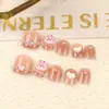 Parche de Uñas de Perla Estéreo Amor Gato Ojo Conejo Rosa 3D Ropa Infantil Armadura Niñas 10 Uñas Postizas Lindas