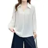 Especial2026 Principios de Otoño Nuevo Tallas Grandes Mujer Elegante Cuello Solapa Manga Larga Blusa Camisa Casual para Chicas Tallas Grandes 0721