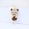 Chaveiro Criativo Gatinho da Sorte Cravejado de Diamantes Acessórios para Bolsa Feminina Pingente de Gatinho Metálico Pequeno Presente 148