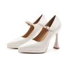 107-3 Sapatos de Salto Alto Plataforma Apontados Sexy de Uma Tira para Mulheres, Saltos Altos Não Cansativos, Cor Pura Profissional Ol Sapatos Femininos