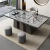 Mesa de Chá de Ardósia para Sala de Estar, Mesa de Chá com Enchimento Automático de Água para Uso Doméstico, Novo Conjunto de Mesa de Chá Estilo Chinês de Luxo Leve