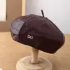 Boina Retro de Cuero PU para Niñas 2024 Nuevo Otoño e Invierno Gorra Octogonal Británica Retro Sombrero Artístico de Calabaza
