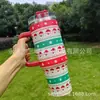 Copo de Carro de 40oz com Alça, Copo Térmico com Canudo, Copo de Gelo para Manter Frio Montado no Carro, Copo de Água para Festas de Natal