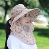 Chapéu de Sol Novo 2025 com Aba Grande Feminino de Verão para Bicicleta com Cobertura Facial Anti-Ultravioleta Chapéu de Sol com Aba Grande Chapéu Fresco para Colheita de Chá