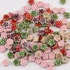 Jingdezhen Esmalte Florido Furo Horizontal Flor de Ameixa Contas Cerâmicas DIY Pulseira Colar Feito à Mão Joias com Contas Material Acessórios