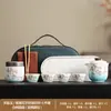 Conjunto de Chá para Acampamento ao Ar Livre Viagem Lótus Enrolado Porcelana Branca Copo Rápido Portátil Conjunto de Bolsa de Couro para Levar em Passeios